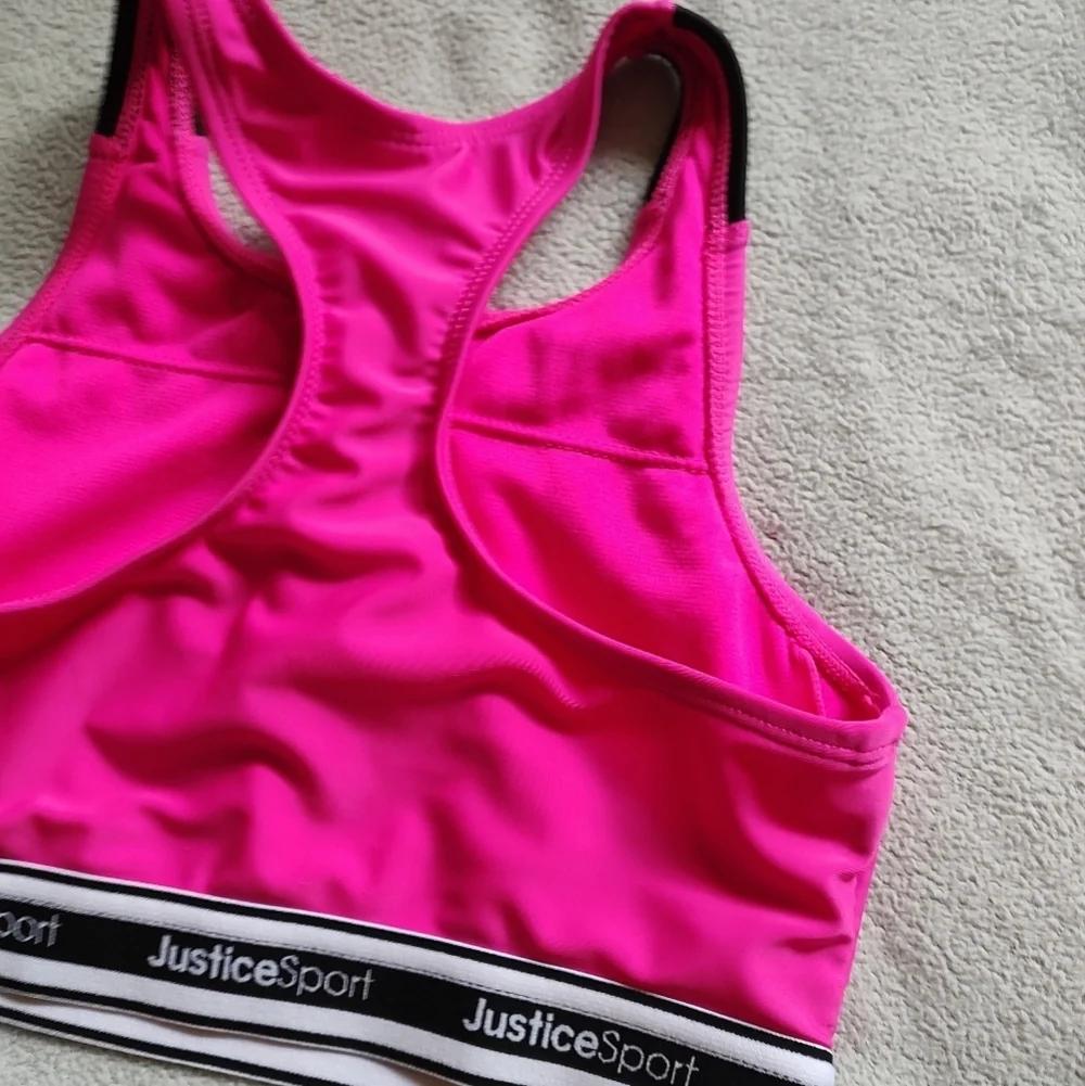 Justice Sport Pink Zip-Up Bikini Top